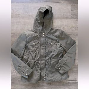 J. Crew Womens Hooded Sherpa-lined Military/Field Jacket sz 6 Weather Resistant